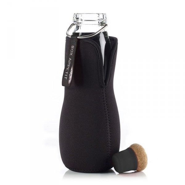black+blum EAU GOOD Butelka Szklana na Wodę z Filtrem Węglowym w Pokrowcu - Niebieska