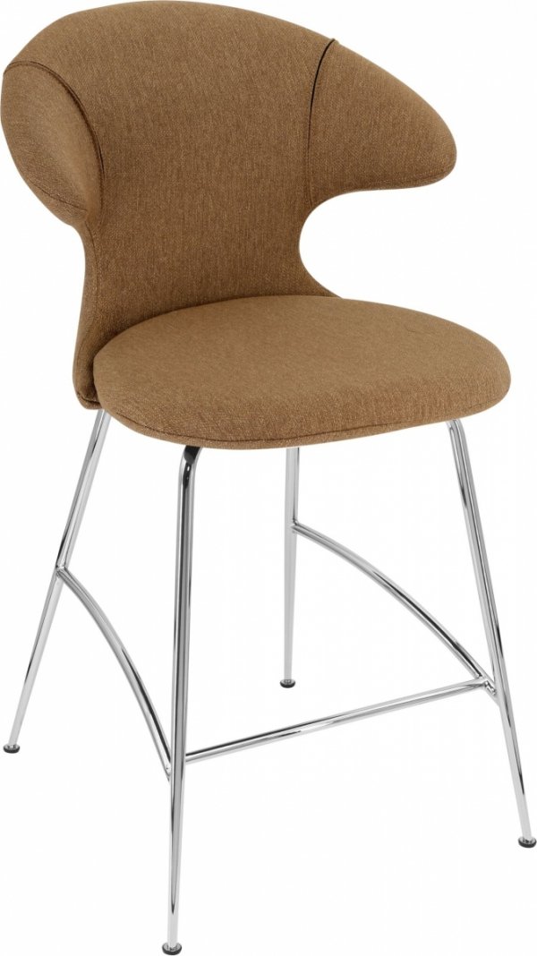 Umage TIME FLIES Hoker - Tapicerowane Krzesło Barowe na Chromowanych Nogach 102 cm / Brązowoszare