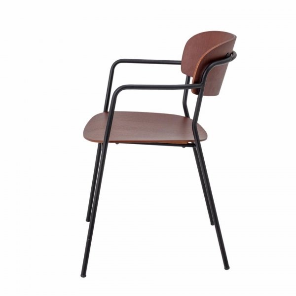 Bloomingville PITER Krzesło z Podłokietnikiem Brązowe / Rama Czarna