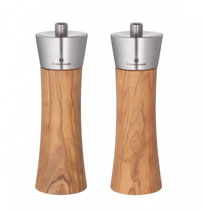 Zassenhaus AUGSBURG Młynek do Soli i Pieprzu - Zestaw 2 Młynków 18 cm Drewno Oliwne