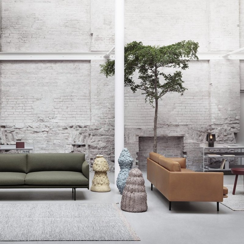 Muuto OUTLINE Sofa 2-Osobowa - Ciemnozielona - Tkanina Fiord 961 / Czarne Nogi