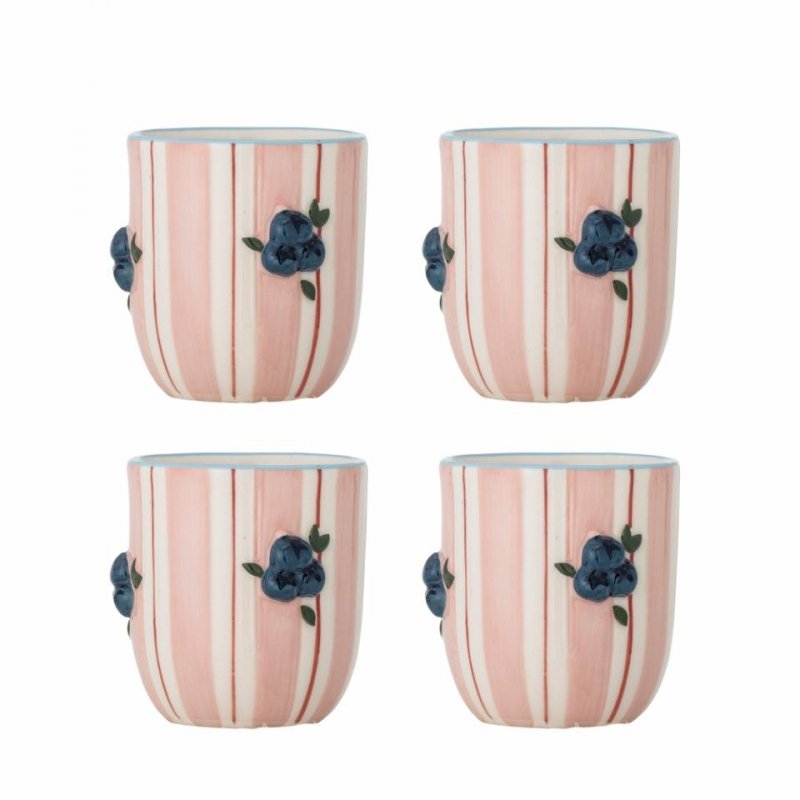 Bloomingville CARRY Kubek 235 ml 4 Szt. / Zestaw 4 Kubków / Różowy