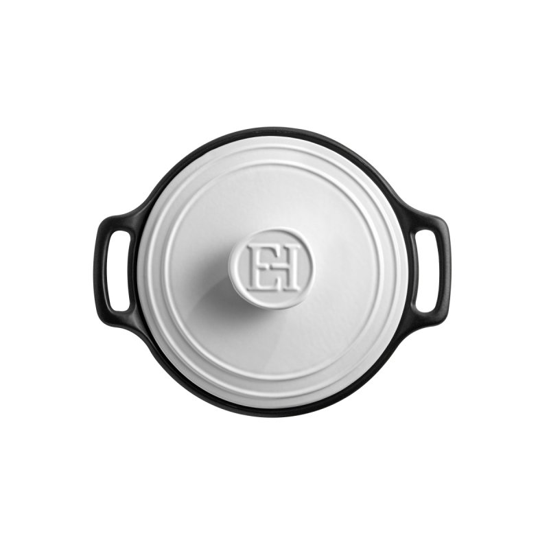 Emile Henry SUBLIME+ Garnek Ceramiczny 5,5 l / Czarny z Białą Pokrywką