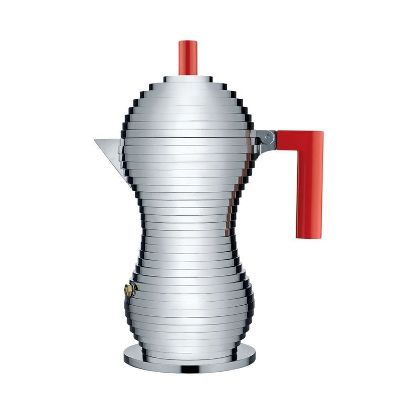 Alessi PULCINA Kawiarka - Zaparzacz do Espresso 150 ml - Czerwona Rączka - Indukcja