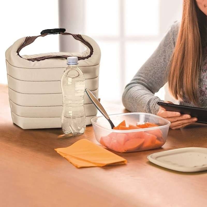Guzzini HANDY ON THE GO Mała Torba Termiczna z Pojemnikiem na Lunch / Piaskowa