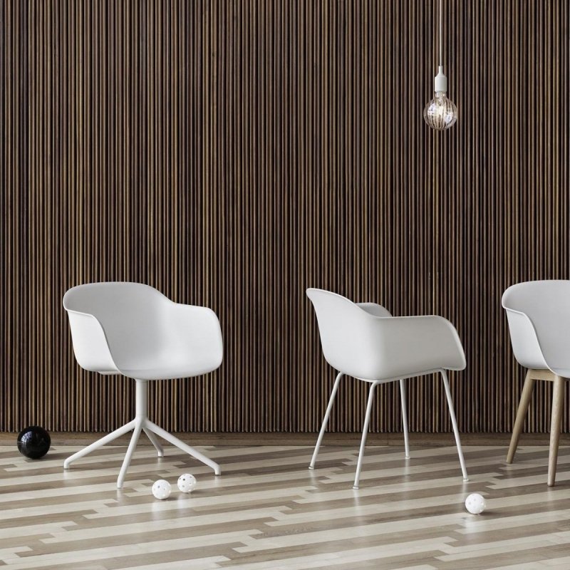 Muuto FIBER ARMCHAIR SWIVEL BASE Krzesło Obrotowe Czarne - Siedzisko Tapicerowane Czarną Tkaniną Remix 183 / Metalowa Rama
