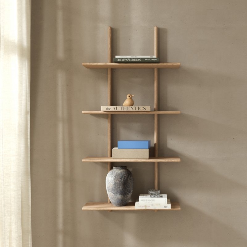 regał wiszący dębowy ciemny skandynawski design