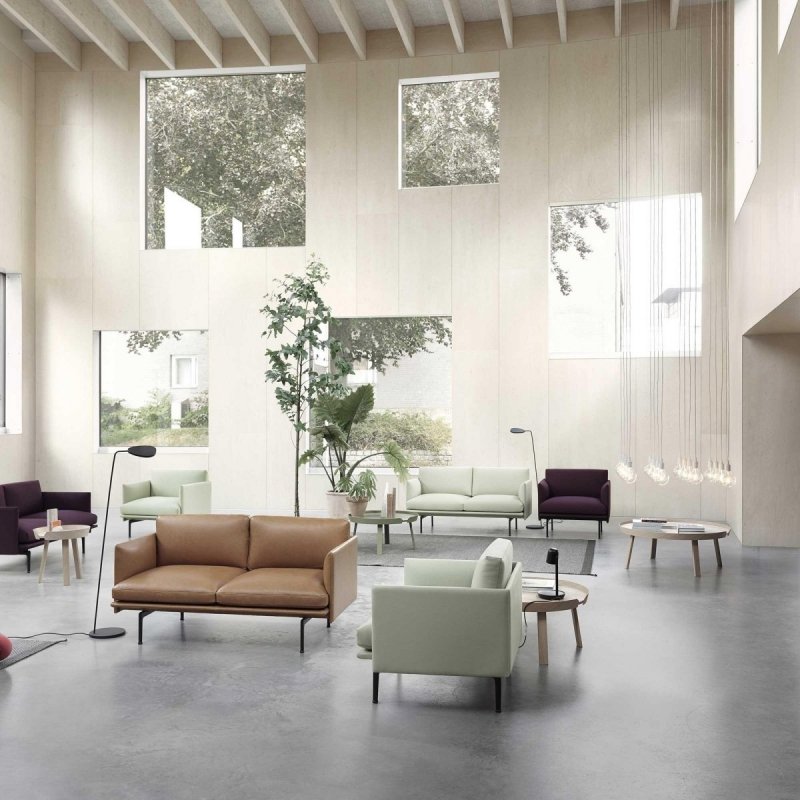 Muuto OUTLINE Sofa 2-Osobowa - Różowa - Tkanina Fiord 551 / Czarne Nogi