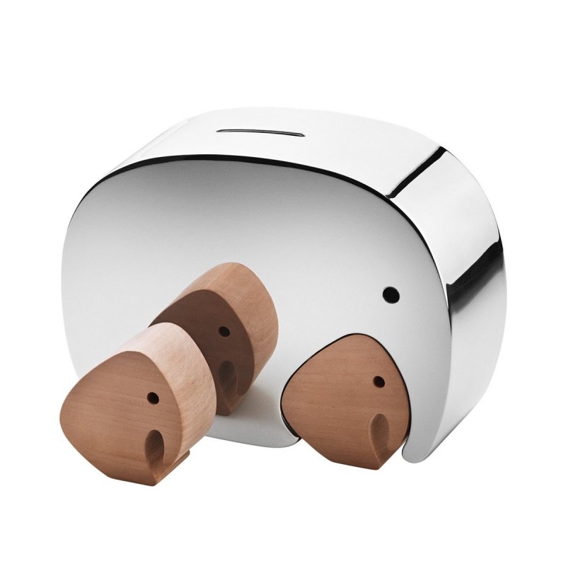 Georg Jensen MONEYPHANT Skarbonka Słonik z Drewnianą Figurką