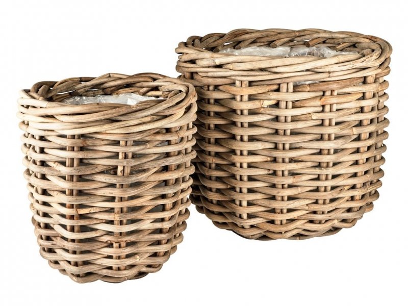 Villa Collection SCANDI Donica do Kwiatów - Zestaw 2 Donic Rattanowych - Odcień Naturalny