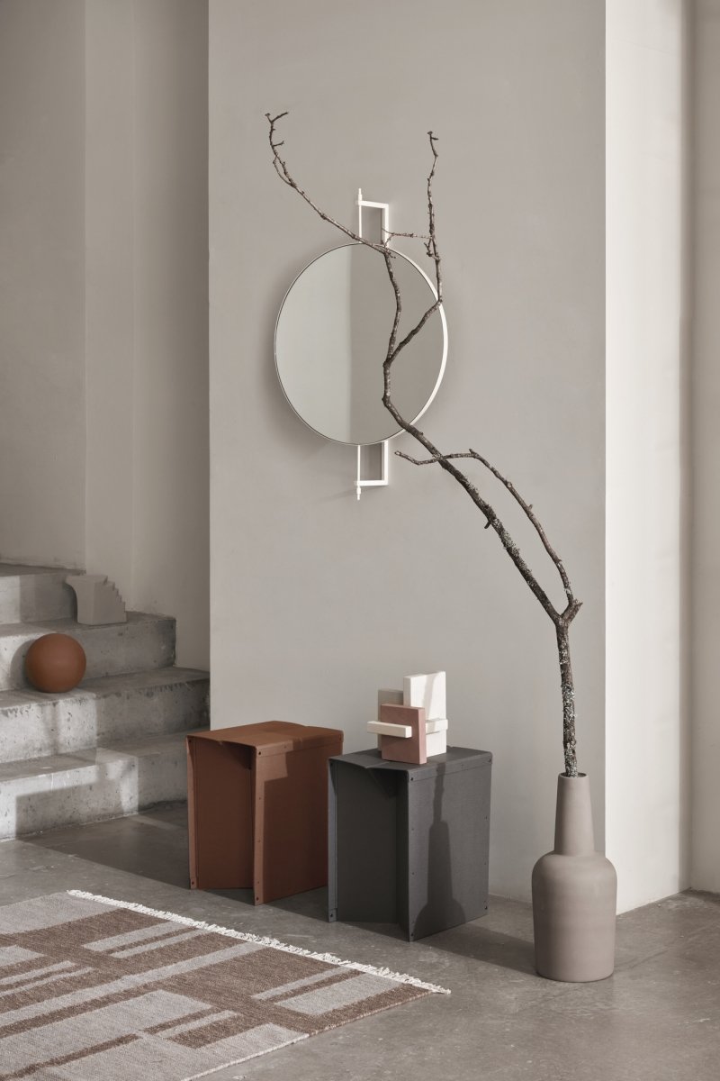 Kristina dam studio ROTATING Obrotowe Lustro Ścienne 60 cm Okrągłe / Jasnobeżowe