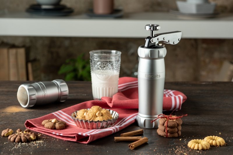 Marcato DESIGN LINE Ręczna Maszynka do Wyciskania Ciastek / Srebrna