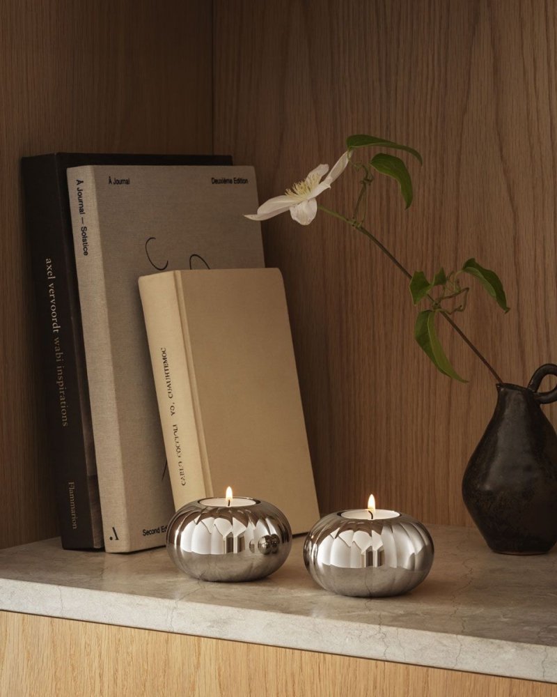 Georg Jensen BERNADOTTE Świecznik Tealight 2 Szt. / Srebrny Połysk