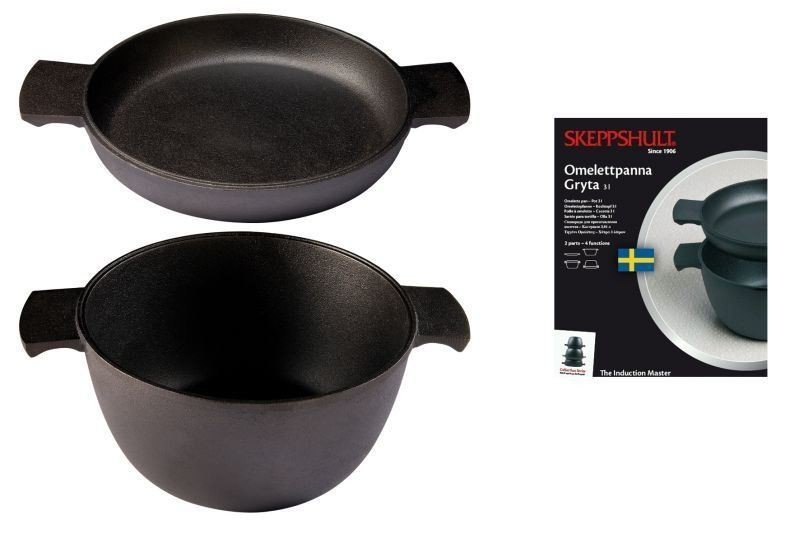 Skeppshult MASTER Zestaw 2 Naczyń Żeliwnych - Garnek 4,5 l + Patelnia 27 cm 