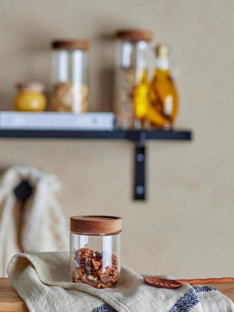 Bloomingville KAUNA Pojemnik Kuchenny z Drewnianą Pokrywką 690 ml