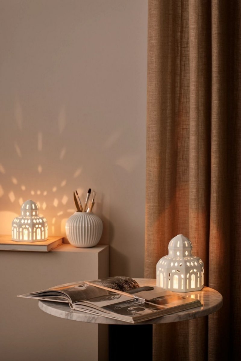 Kähler URBANIA Świecznik Tealight - Domek Biały - Glassalen