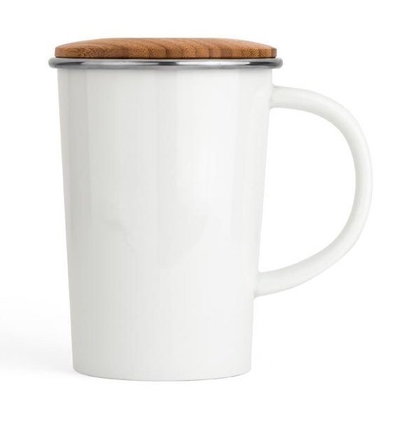 Bredemeijer TEA Porcelanowy Kubek do Herbaty z Zaparzaczem 400 ml Biały