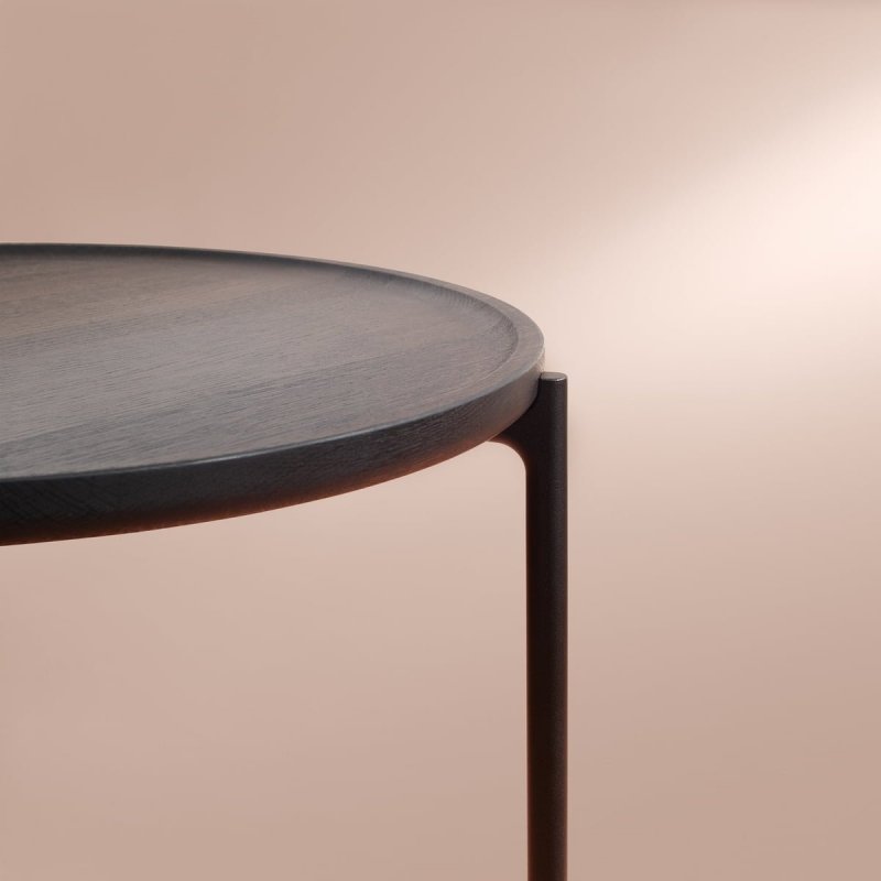 Eva Solo SAVOYE Okrągły Stolik Kawowy 90 cm (wys. 42 cm) Czarny / Blat Ciemny Dąb