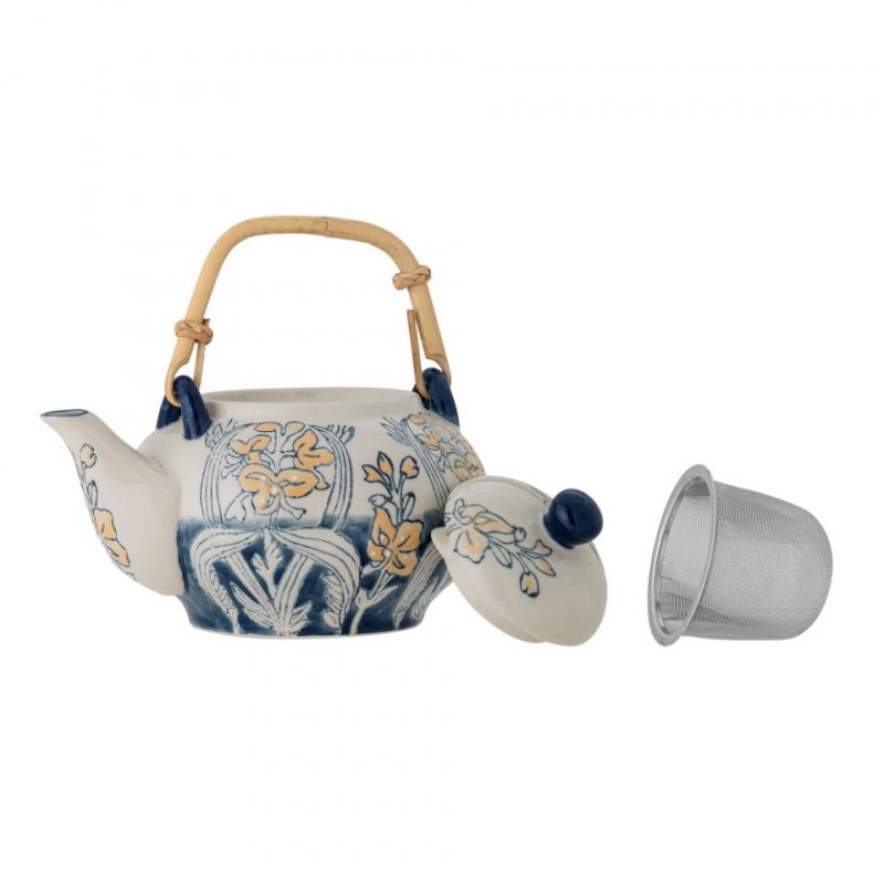 Bloomingville MYAH Dzbanek do Herbaty 800 ml z Motywem Kwiatowym / Niebieski