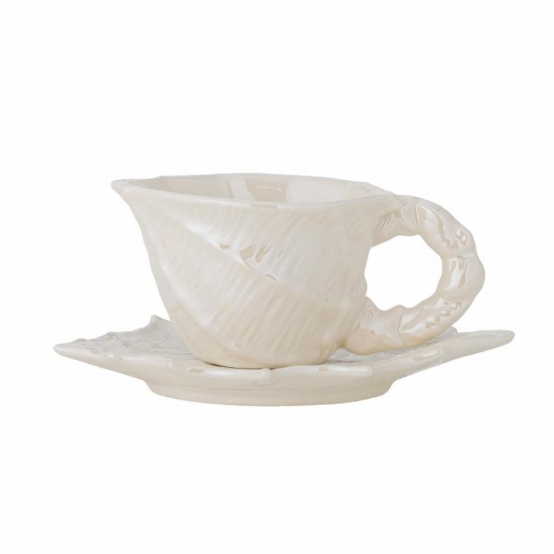 Bloomingville SHELLIE Filiżanka ze Spodkiem 150 ml / Biała