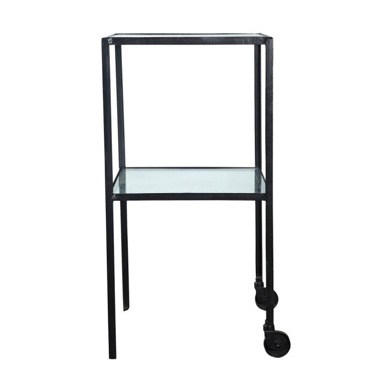 House Doctor TROLLEY Regał - Wózek na Kółkach ze Szklaną Półką