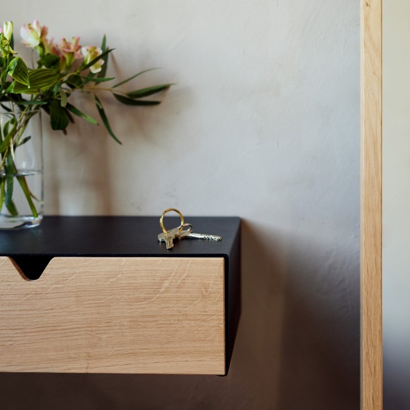 półka ścienna Andersen Keep czarna z szufladą