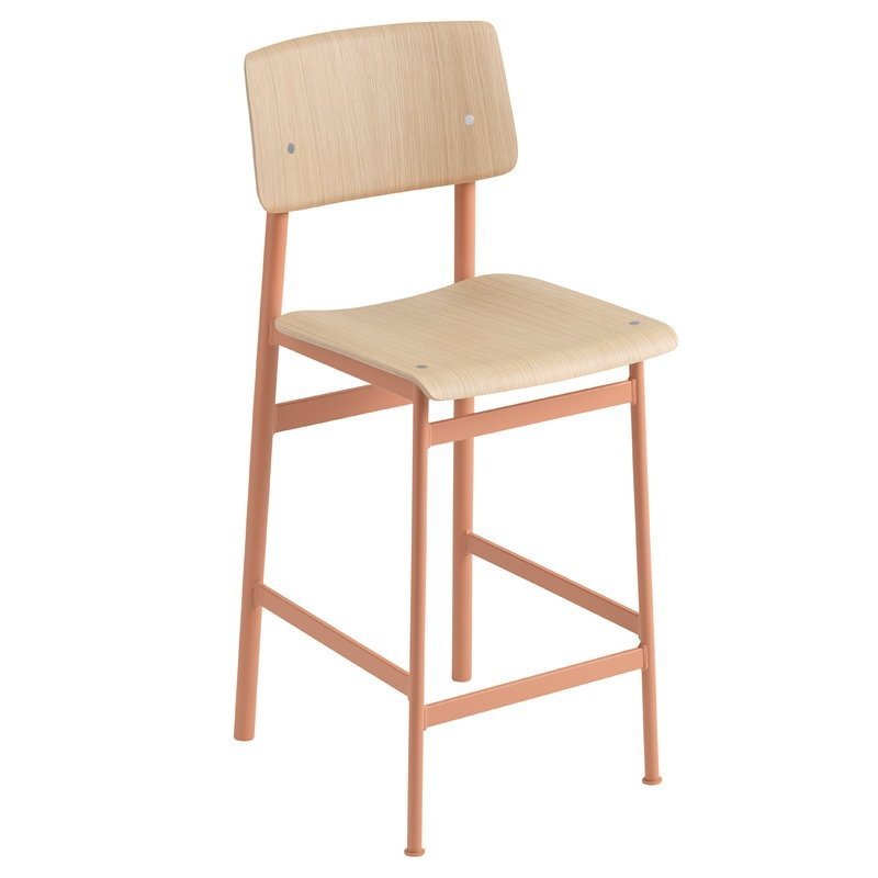 Muuto LOFT Hoker - Stołek Barowy 65 cm Różowy/Dębowy (Dusty Rose)