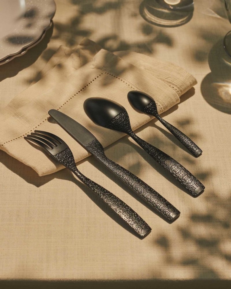 Alessi DRESSED - EN PLEIN AIR Sztućce Piknikowe z Melaminy 4 El. / Czarne