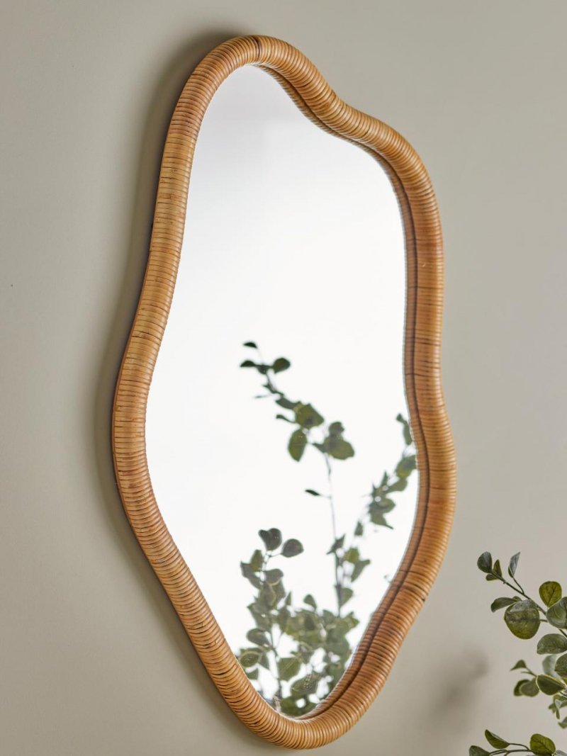 Bloomingville ASHLIE Lustro Ścienne w Rattanowej Ramie 80 cm