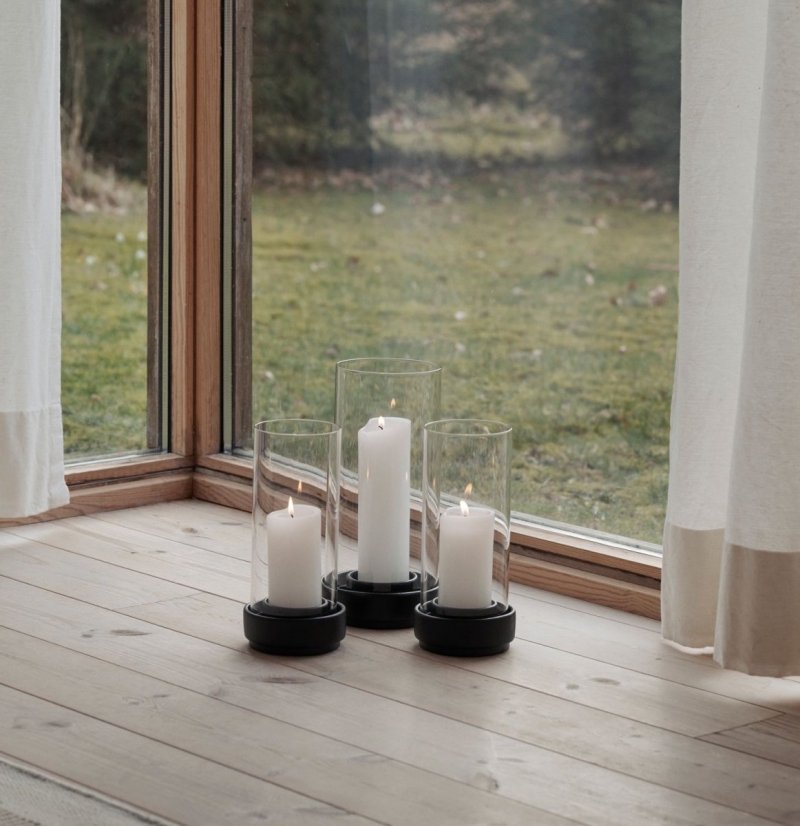 Stelton HURRICANE Lampion - Świecznik 24,5 cm Czarny