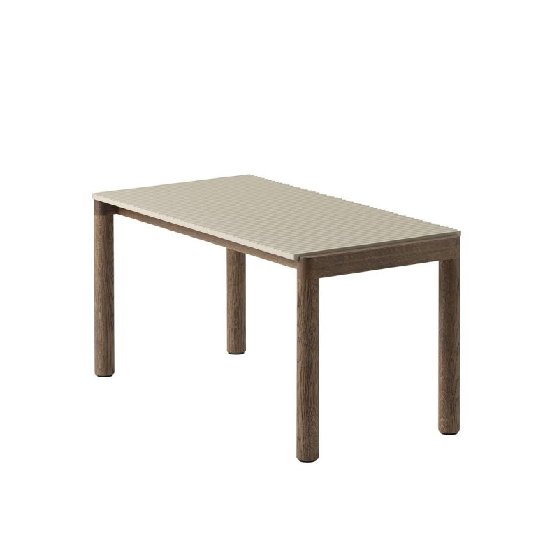 Muuto COUPLE Stolik Kawowy z Ceramicznym Blatem 84x40 cm / Ciemny Dąb - Blat Wavy Piaskowy Sand