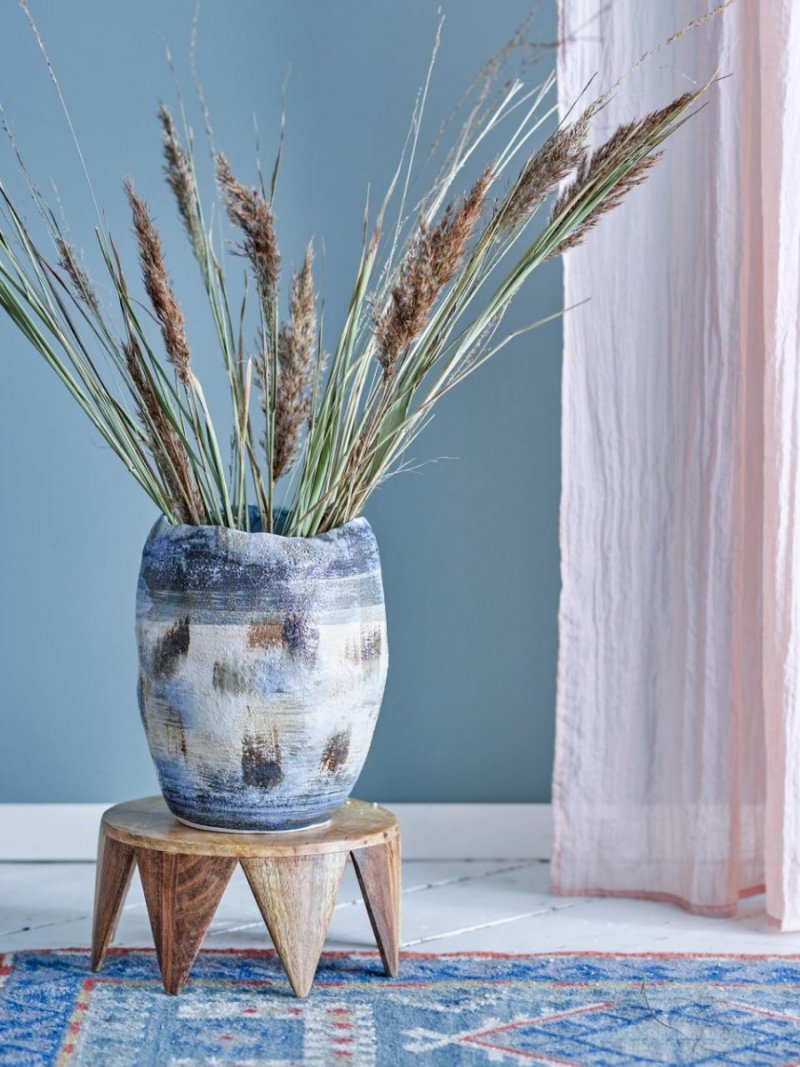 Bloomingville NIENNA Ceramiczny Wazon do Kwiatów 31 cm / Niebieski