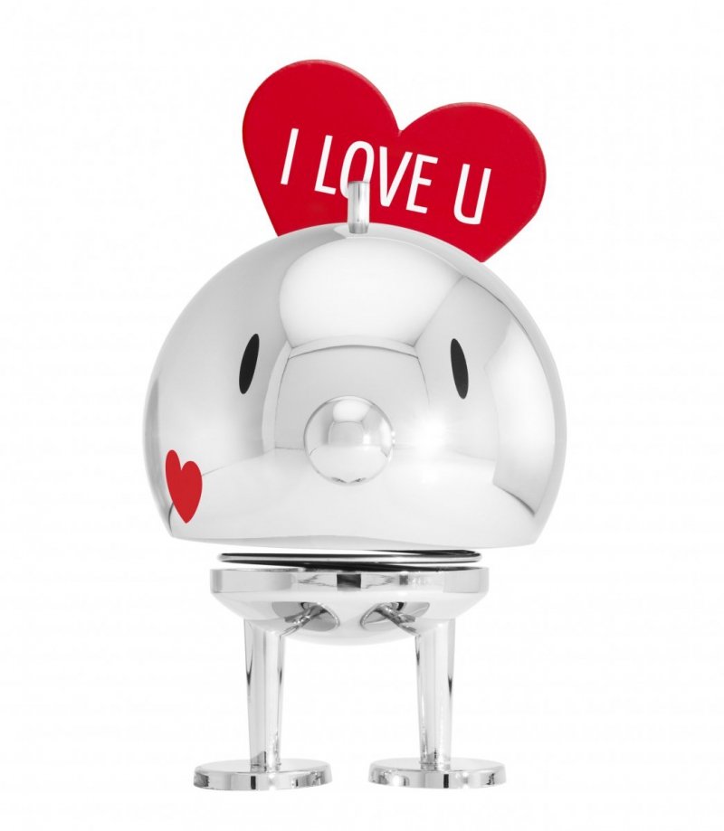 Hoptimist BUMBLE Metalowa Figurka Optymisty z Serduszkiem L Chrom - I Love U
