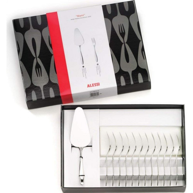 łopatka i widelczyki do deserów stalowe