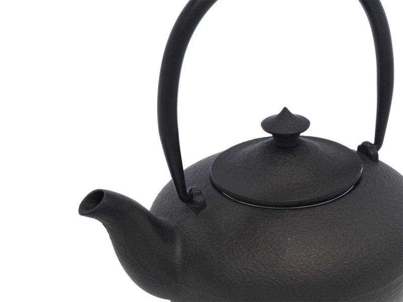 Bredemeijer CHENGDU Dzbanek Żeliwny - Zaparzacz do Herbaty 1,0 l Czarny + 4 Porcelanowe Filiżanki