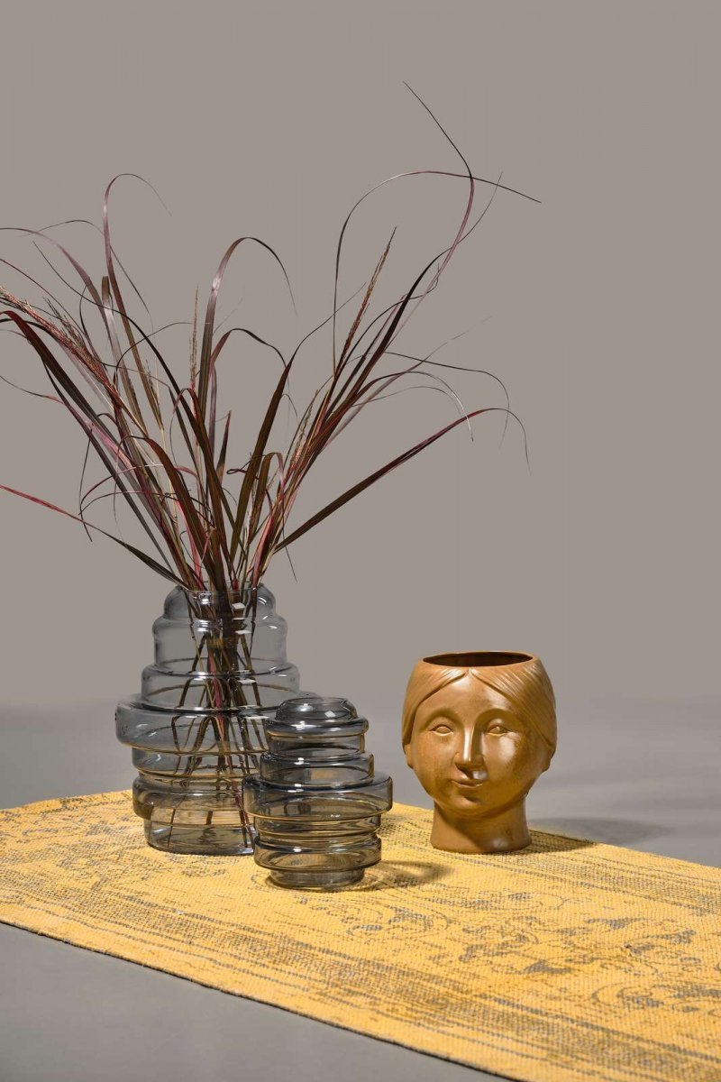 Villa Collection DECO Szklany Wazon do Kwiatów 30 cm Szary