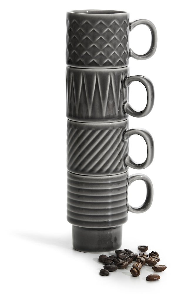 Sagaform COFFEE RETRO Filiżanki do Kawy Espresso 100 ml 4 Szt. Szare