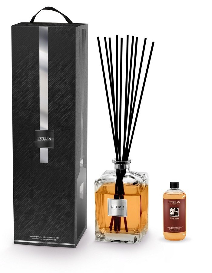 Esteban PARIS Dyfuzor Zapachowy z Patyczkami XL 2,5 l / Zapach Teck and Tonka
