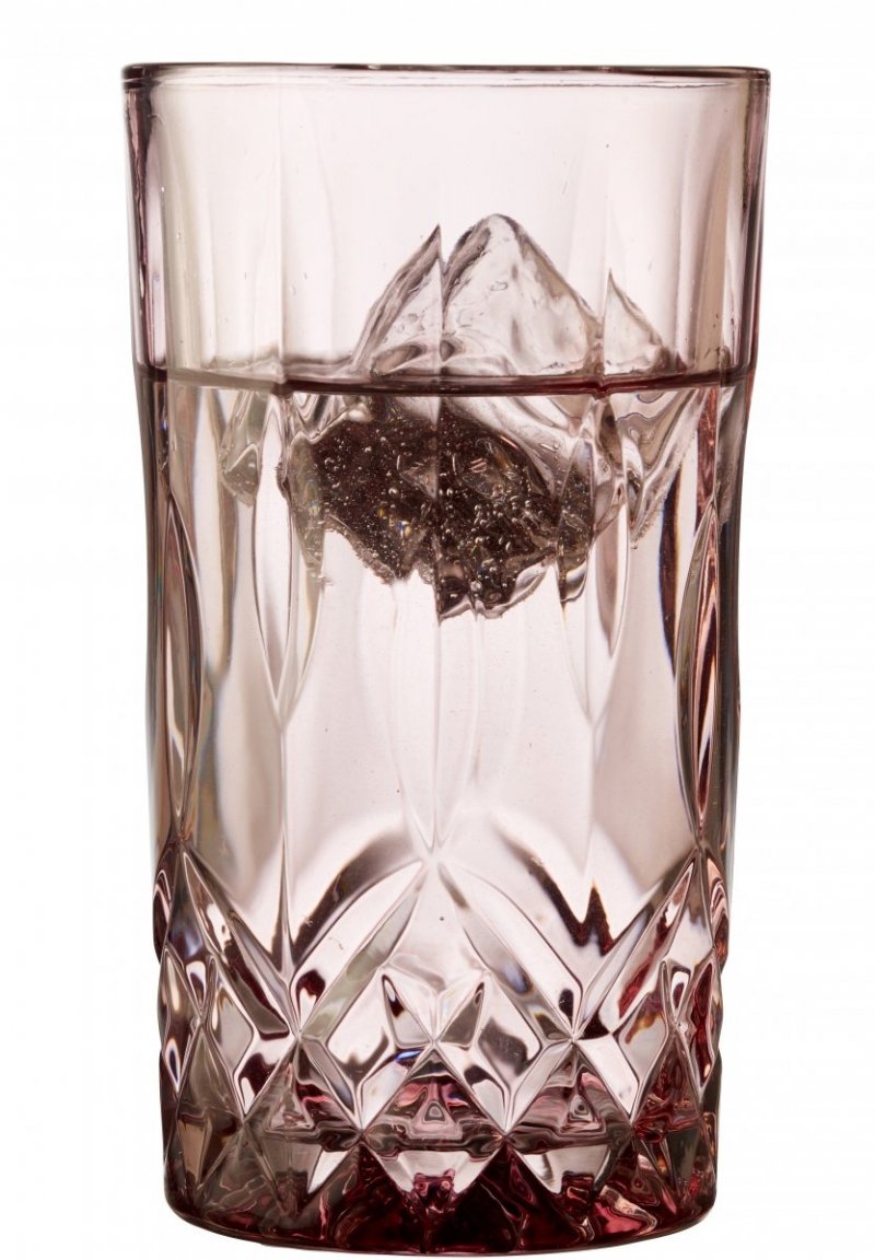 Lyngby Glass SORRENTO Kolorowe Wysokie Szklanki Long Drink 380 ml 4 Szt. / Różowe