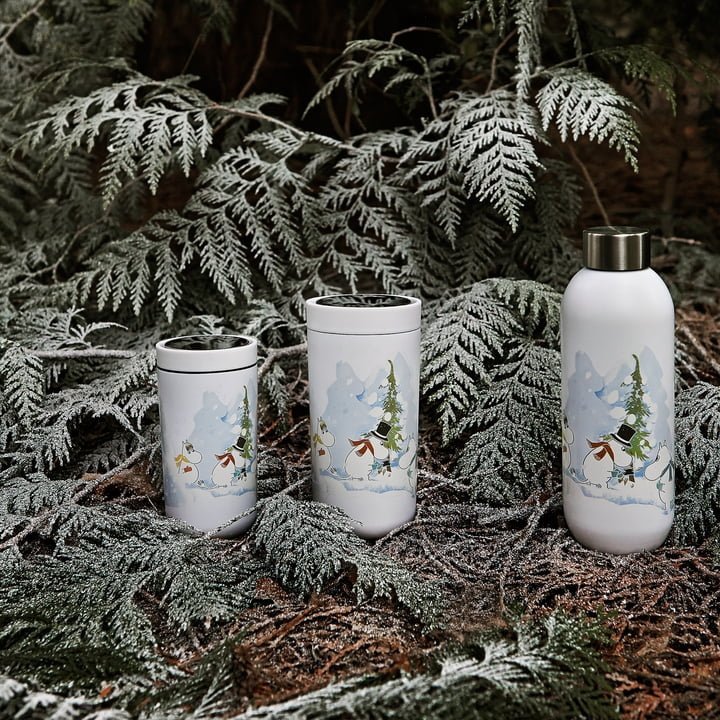 Stelton KEEP COOL Stalowa Butelka do Wody 750 ml MUMINKI Biała