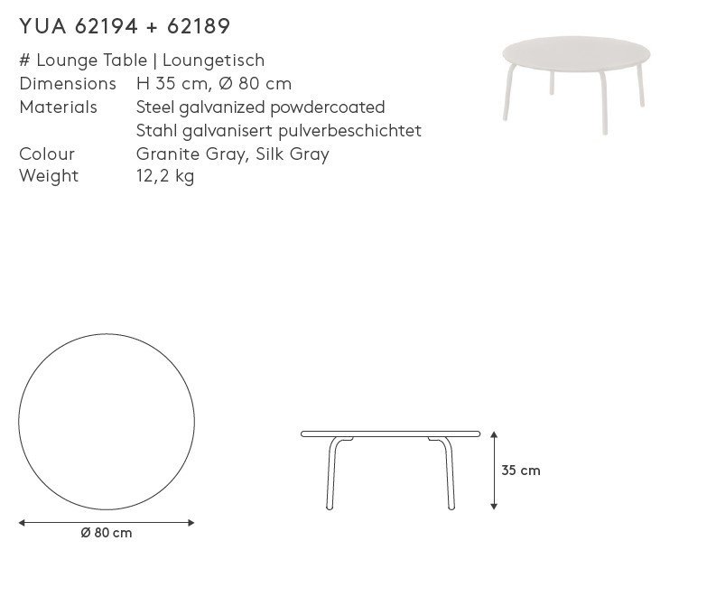 Blomus YUA Okrągły Stolik Kawowy / Jasnoszary Silk Grey