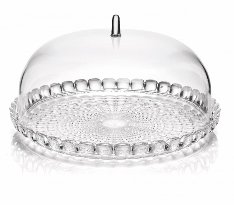Guzzini TIFFANY Niska Patera z Kloszem do Ciasta 30 cm / Transparentna