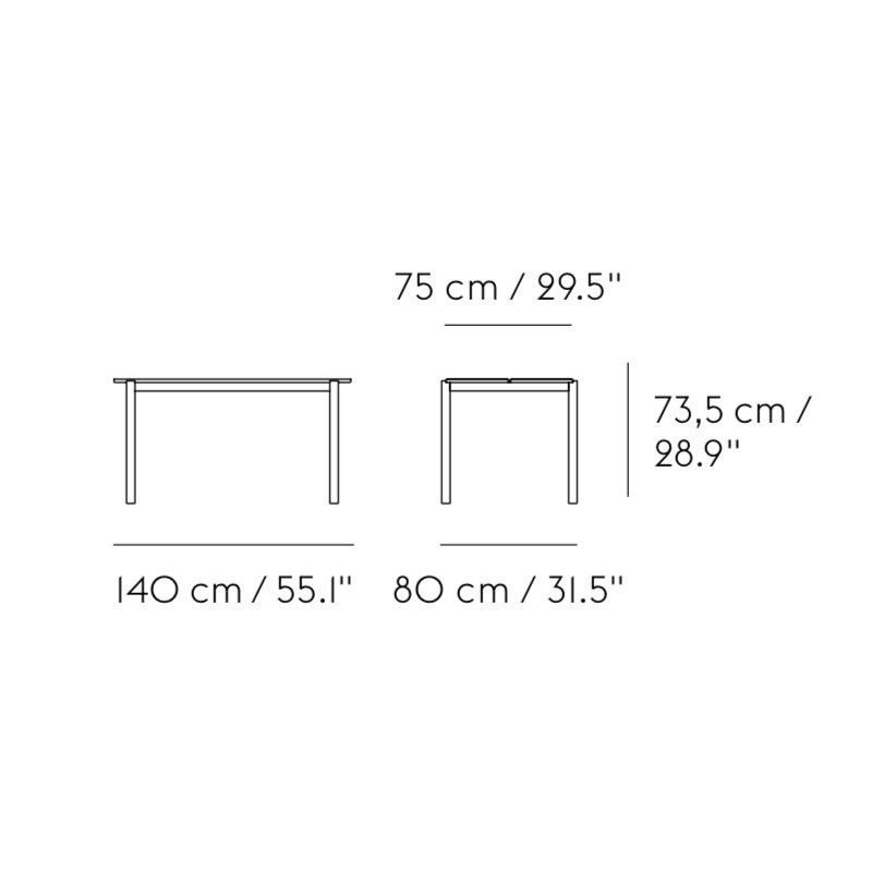 Muuto LINEAR Zestaw Mebli Ogrodowych - Stół 140 cm + 2 Ławki - Pomarańczowy