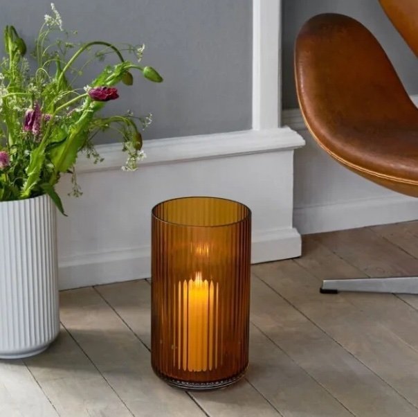 Lyngby Porcelain LYNGBY Szklany Wazon do Kwiatów 38 cm / Żółty Amber