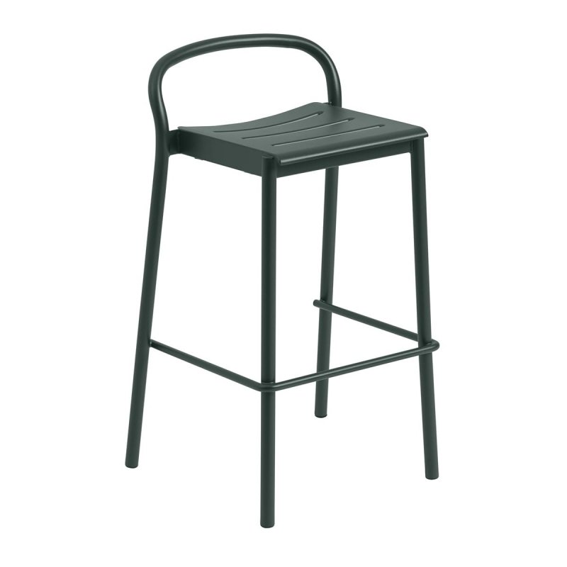 Muuto LINEAR Krzesło Barowe Ogrodowe - Hoker 75 cm / Ciemnozielony