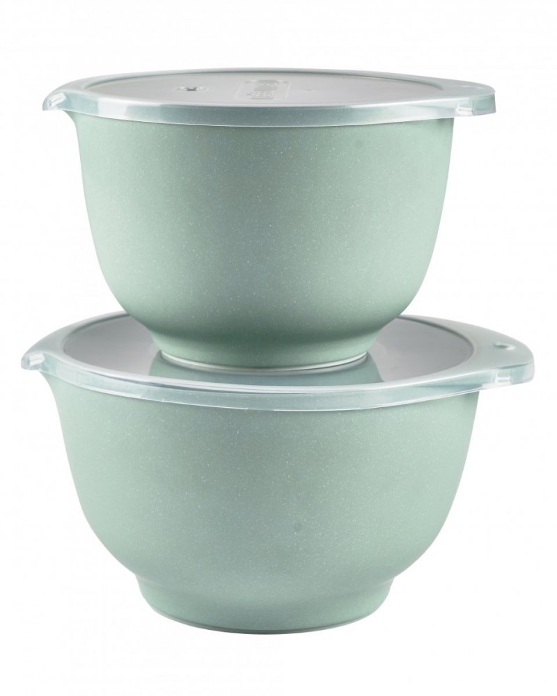 Rosti MARGARETHE Miska Kichenna z Melaminy - Zestaw 2 Misek z Pokrywkami 4 El. - Zielony Pebble Green