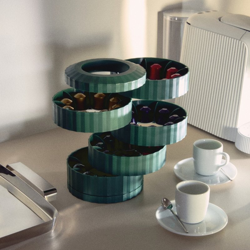 Alessi PLISSE Pojemnik na Kapsułki Kawy typu Nespresso / Zielony