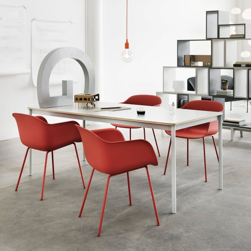 Muuto FIBER ARMCHAIR TUBE BASE Krzesło - Szare