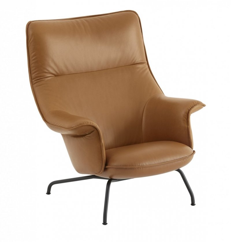 Muuto DOZE Fotel Tapicerowany - Brązowa Skóra Cognac / Nogi Czarne