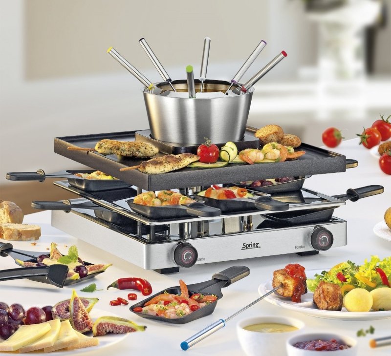 Spring RACLETTEFONDUE CLASSIC Szwajcarski Zestaw do Raclette i Fondue dla 8 Osób